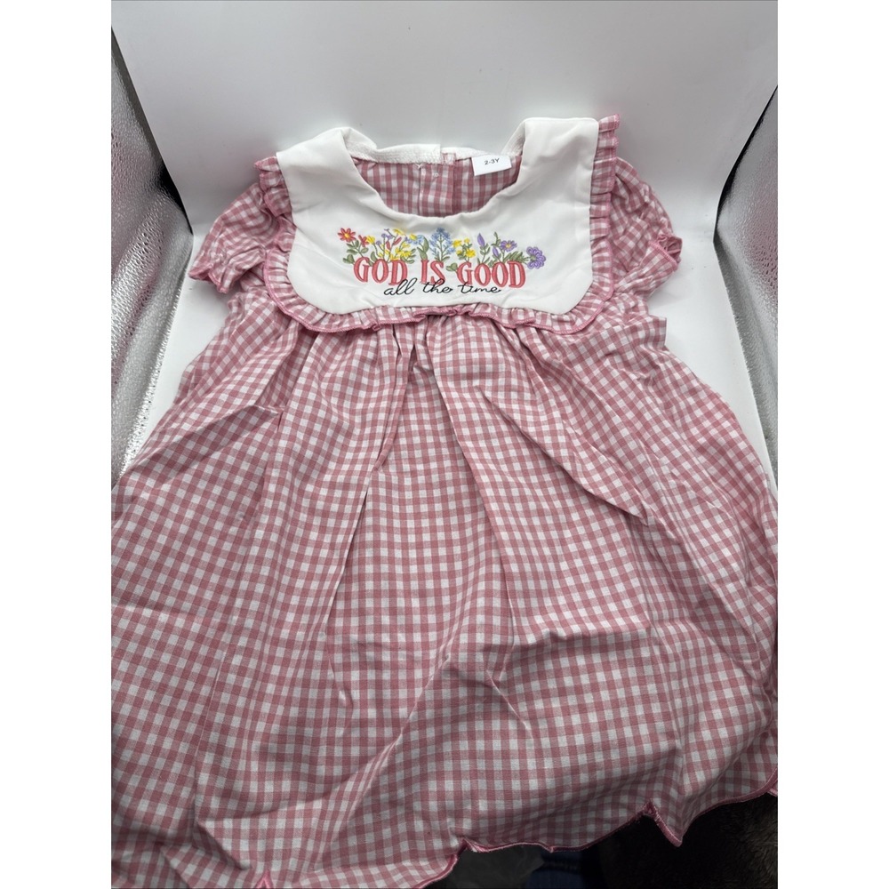 New God is Good All the Time Gingham Dress - Size 2-3